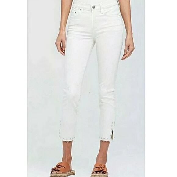 Citizens of Humanity White Rocket Crop High Rise Skinny w/ Studded Split Hem -29 - Picture 1 of 12